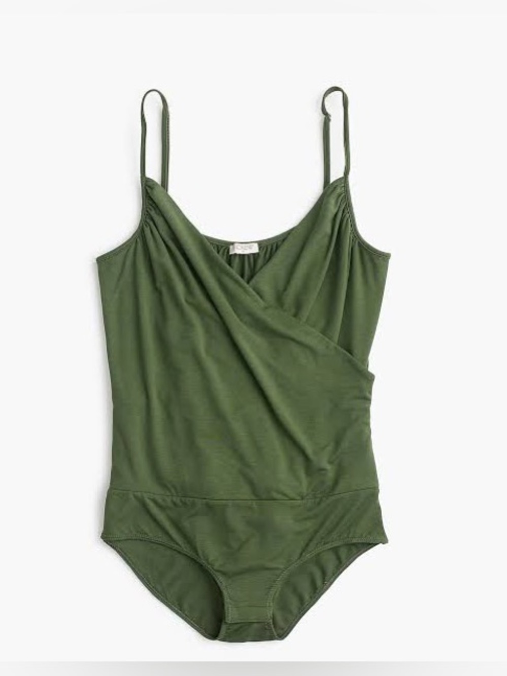 J. Crew Drapey Wrap Front Cami Bodysuit in Green NWT XL